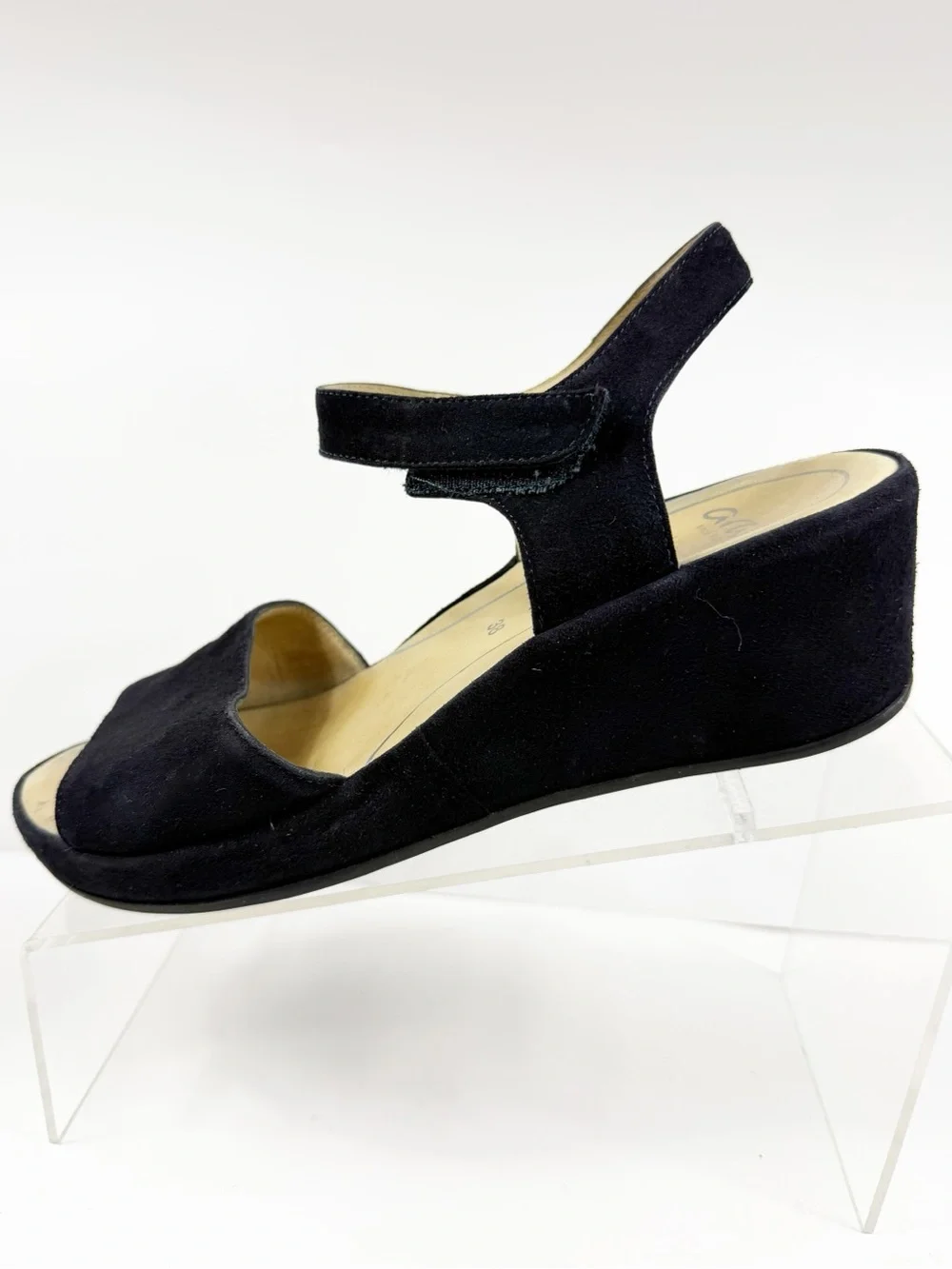 Ara‎ Rouge Black Suede Wedge Sandals - Women 38 7.5